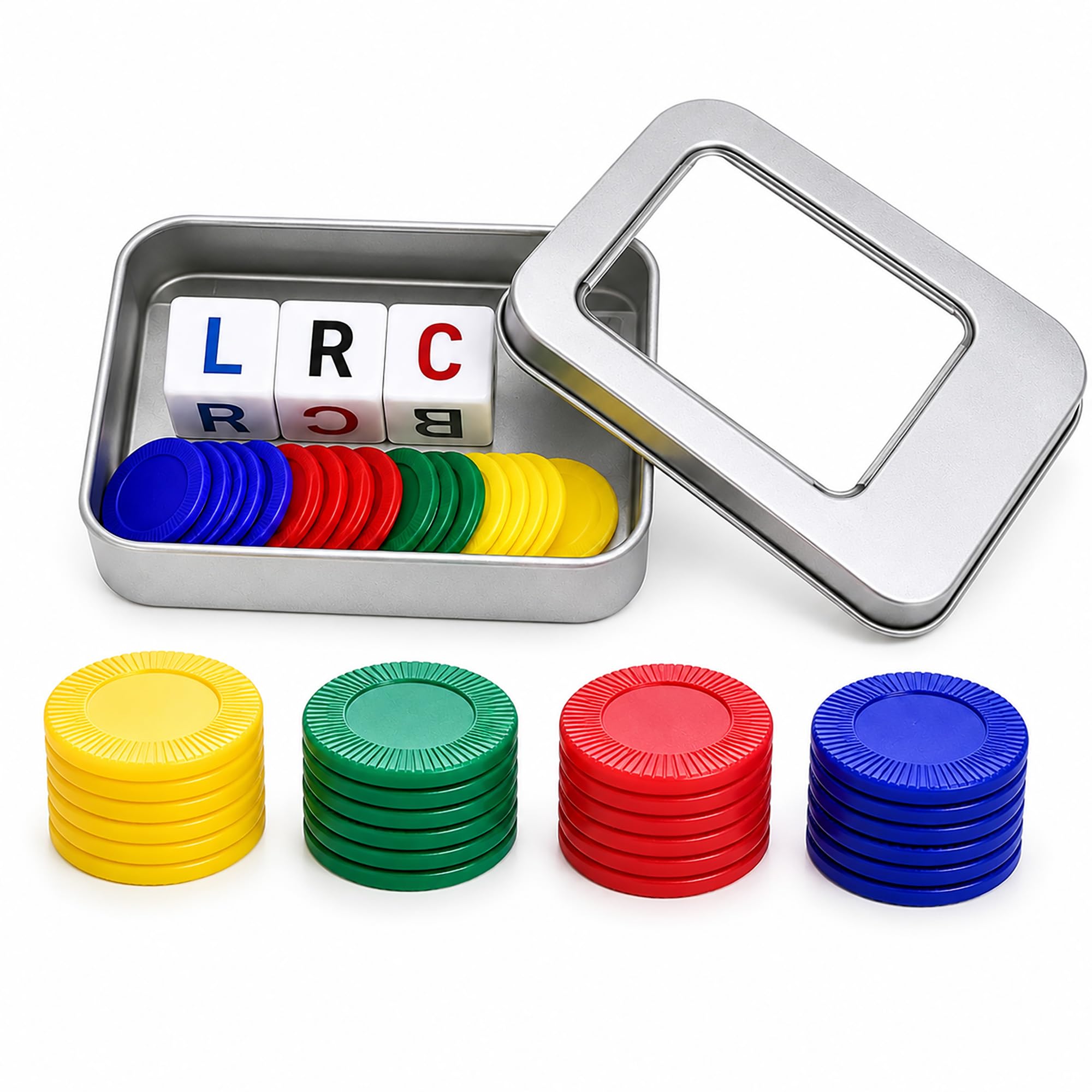 Portable Left Right Centre Dice Game with 3 Dice and 40 Chips