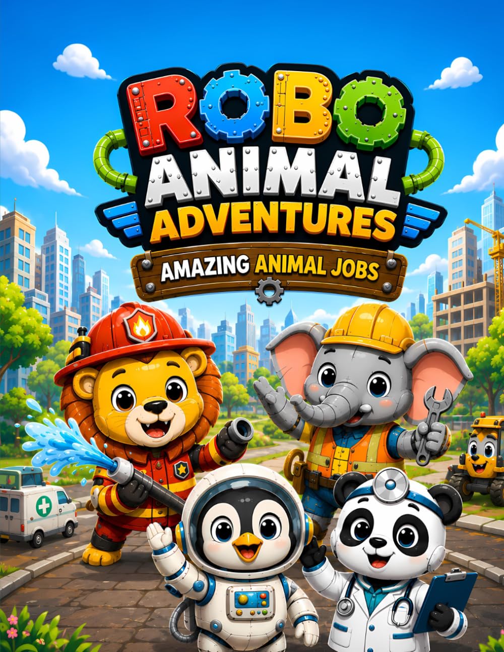 Robo Animal Adventures: Amazing Animal Jobs: 40 Cute Robot Animals to Color for Kids Ages 4-8