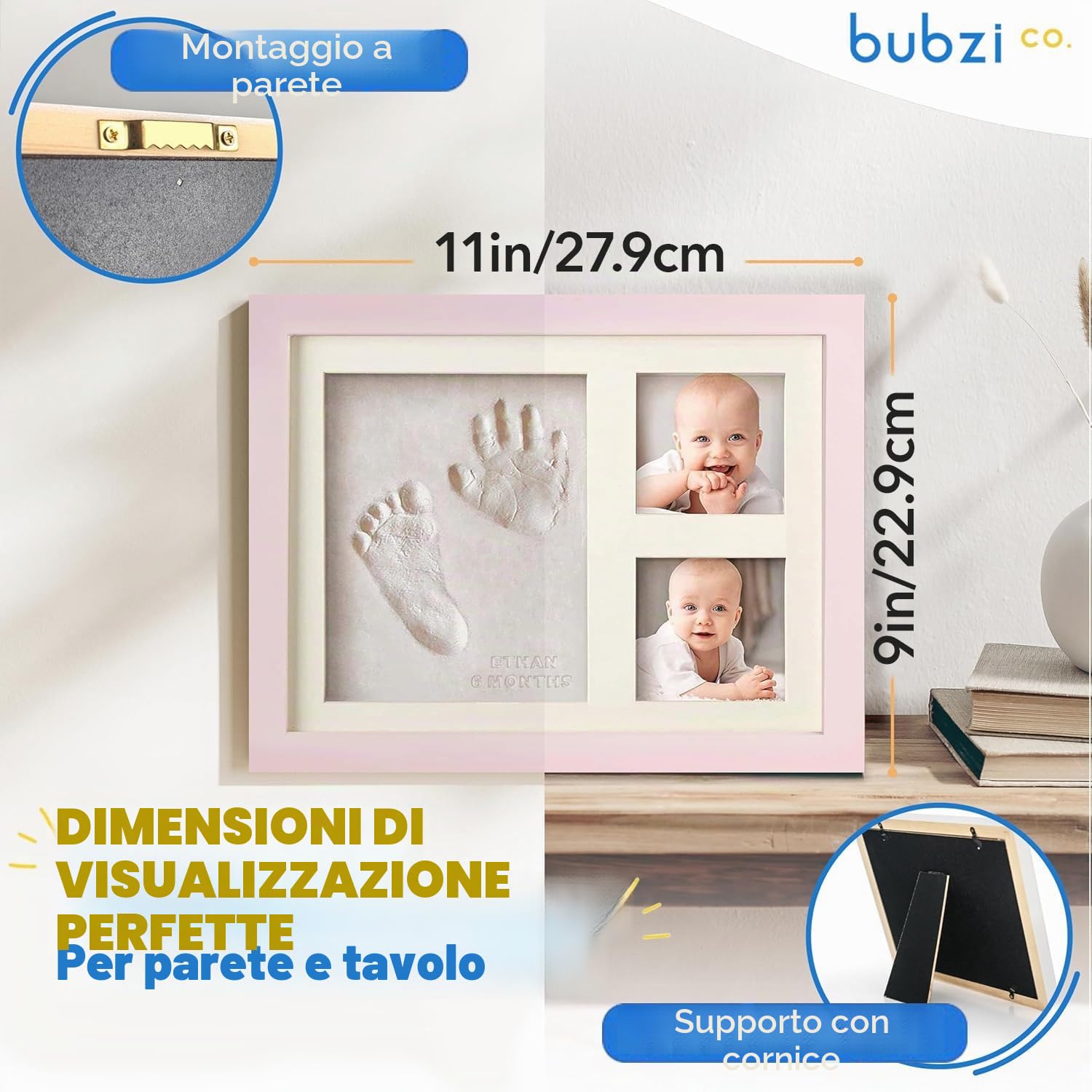 Bubzi Co Kit di creazione di impronte e impronte per neonati e ragazze, regali per neonati (Ballet Pink)