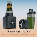 Chefman Obliterator Mixeur de Comptoir de 48 oz pour Smoothies, Moteur de 1380W pour Écraser Glace, Noix et Fruits Gelés avec Lame en Acier Inoxydable, Fonction Auto Blend, Comprend un Pot de Voyage de 20 oz - Minuit