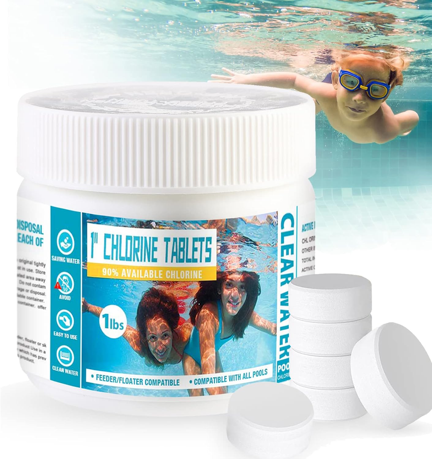 Hot Tub Chlorine Tablets, 1LB Multifunction Chlorine Tablets for Hot