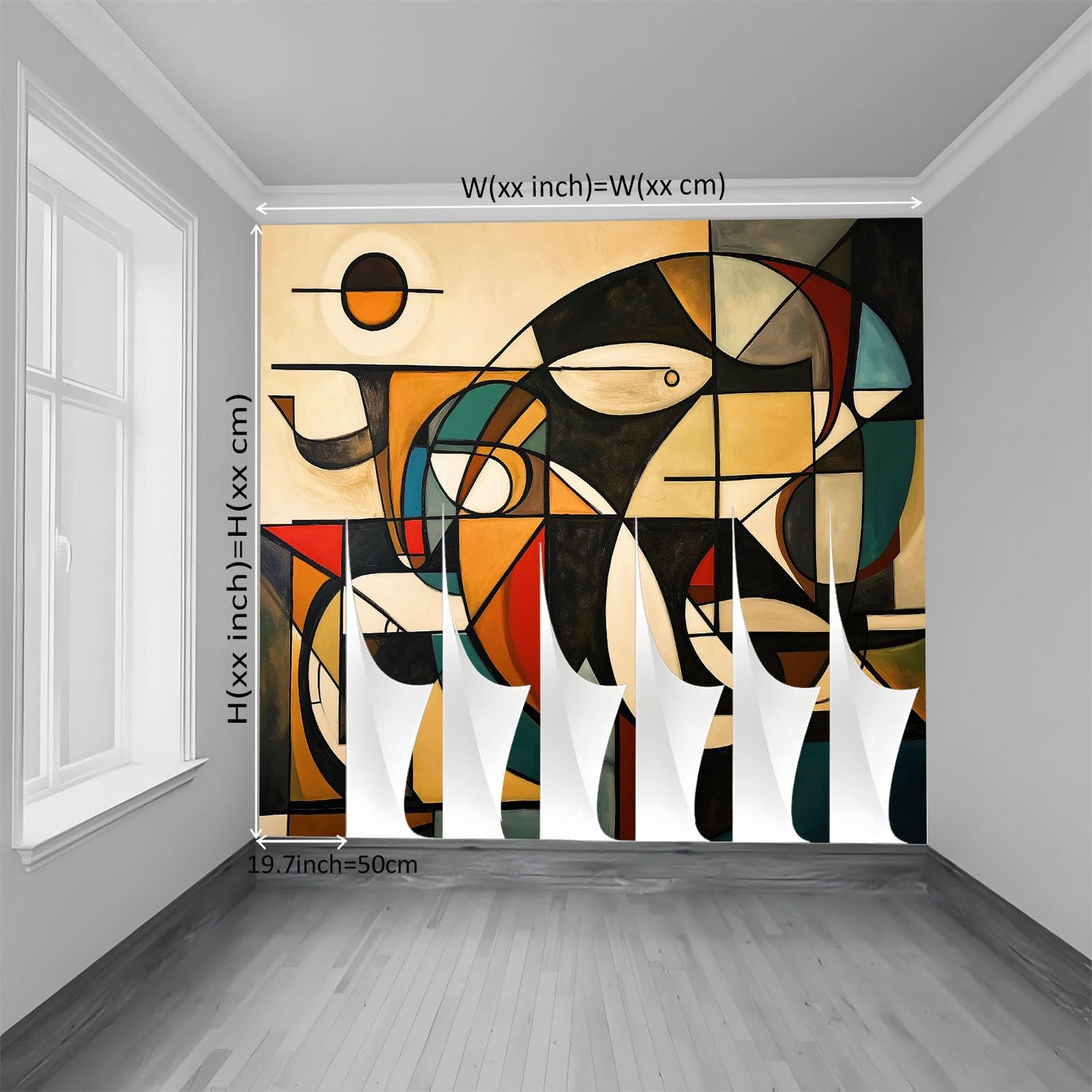 Générique Papier Peint Panoramique 350 x 256 cm Abstrait Géométrie Soleil Intissé XXL Mural Décoration Murale Tapisserie Photo Salon Chambre - Papier Peint Trompe l'œil Effet 3D, Beige