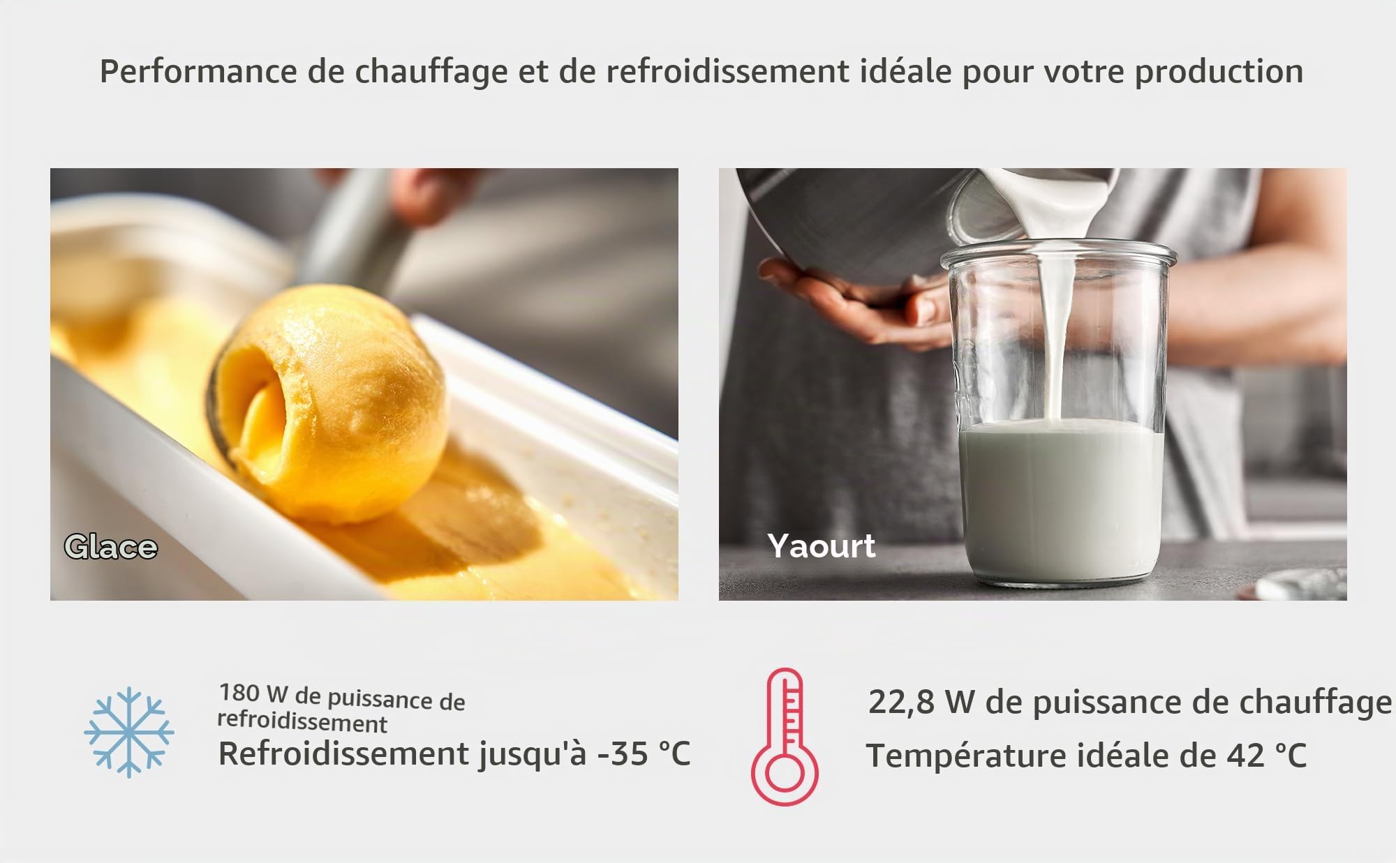 SPRINGLANE Sorbetière et yaourtière Elisa 2,0 L avec compresseur auto-refroidissant 180 W (Argent, avec accessoires et récipient en acier inoxydable)