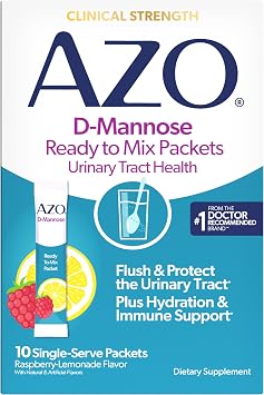 AZO D-Mannose Urinary Health Ready to Mix Packets, Urinary Tract Health for Women, D Mannose Supplements for Women Raspberry Lemonade Flavor, 10 Packets
