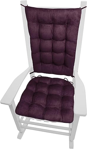 Barnett Home Decor Microsuede - Cojines para silla mecedora de berenjena, extra grandes, relleno de espuma de látex y cojín de respaldo, microfibra