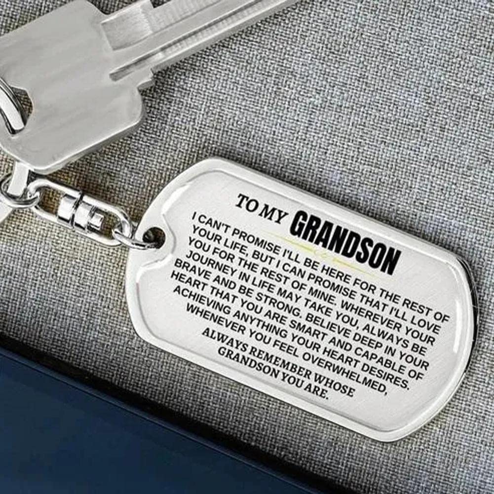 Portachiavi Con Scritta To My Grandson, In Acciaio Inox, Idea Regalo