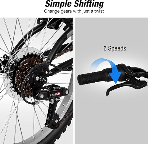 Miniatura 3 de Bicicleta de montaña para niños WEIZE, bicicletas de 20 y 24 pulgadas para niños de 6 a 14 años, para niños y niñas, con suspensión doble completa,