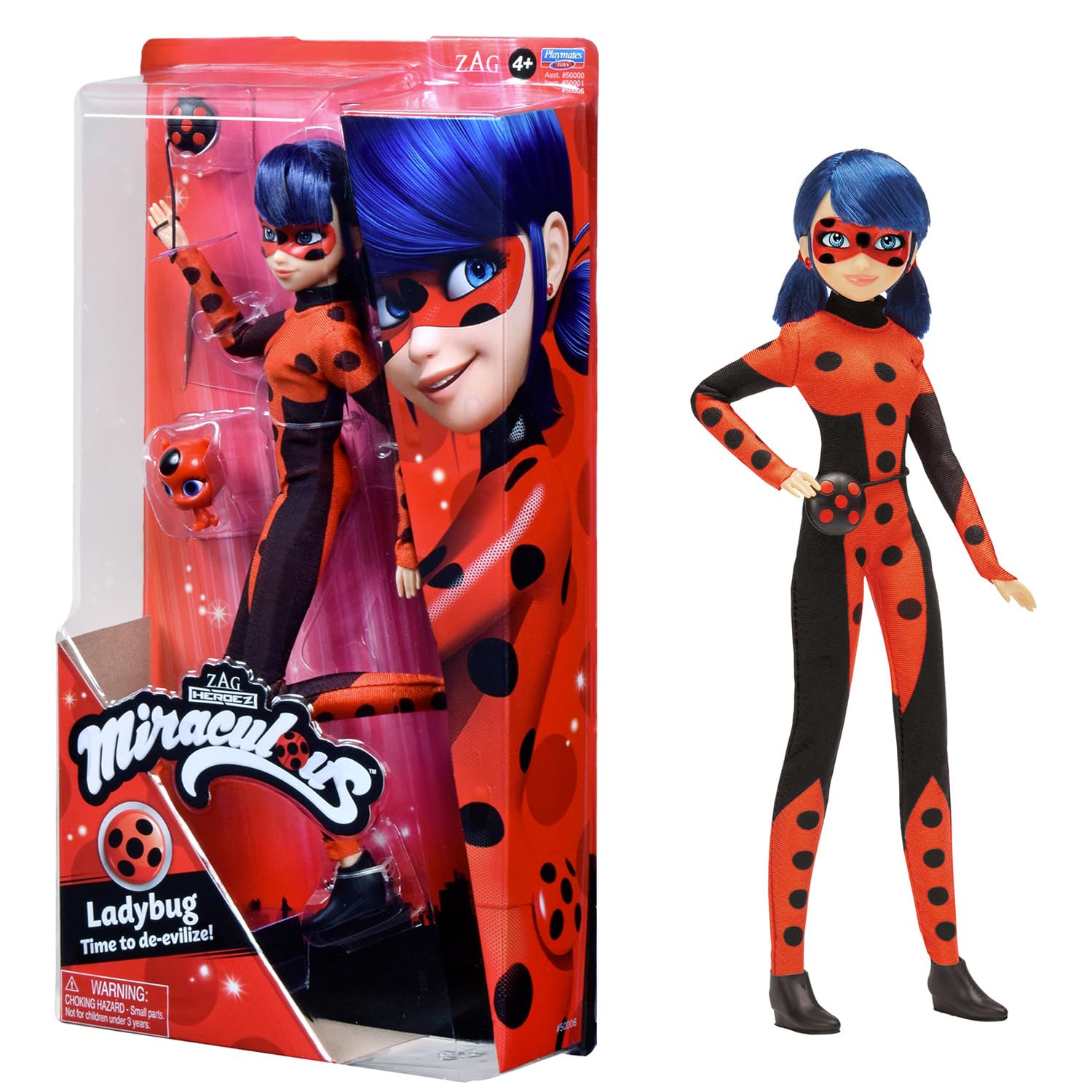 BANDAI Miraculous, Bambola, Ladybug Time to de-evilize, Bambola articolata da 26 cm, Licenza Ufficiale Miraculous, Bambola Ladybug costume rosso e nero, P50006