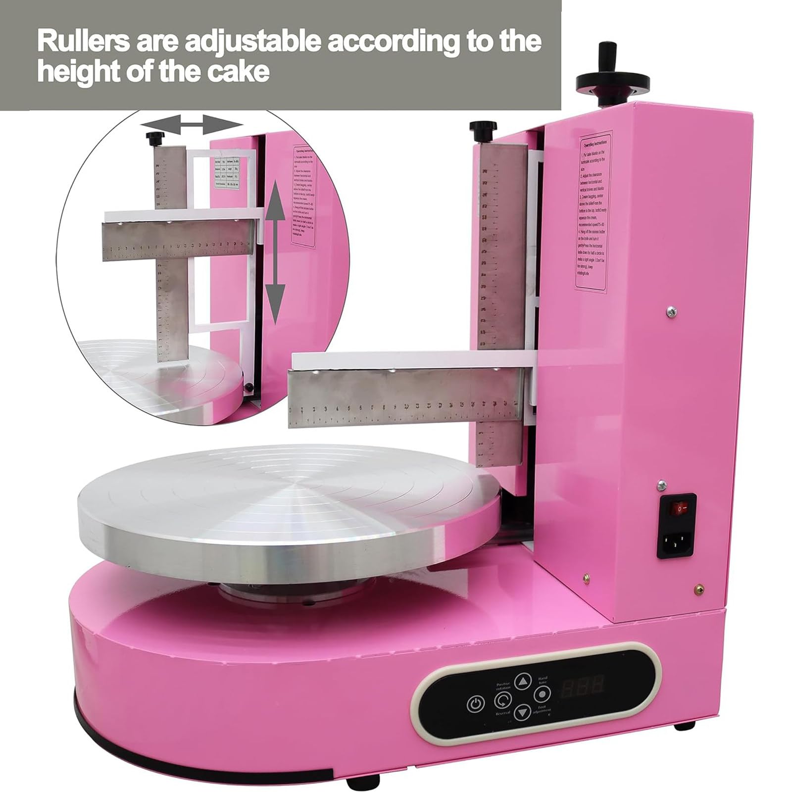 Machine électrique de décoration de gâteau, lisseur de glaçage réglable avec plateau tournant pour revêtement de gâteau professionnel et lissage de fondant