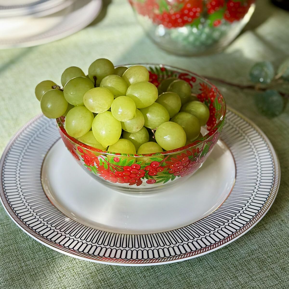 Glas-Servierschüssel-Set, 2 Stück, 670 ml und 1,4 l, große Salatschüssel, Rührschüssel zum Kochen, Vorbereiten, Glas-Obstschale, tiefe Schüssel für Küche, mikrowellen- und spülmaschinenfest, (Ashberry