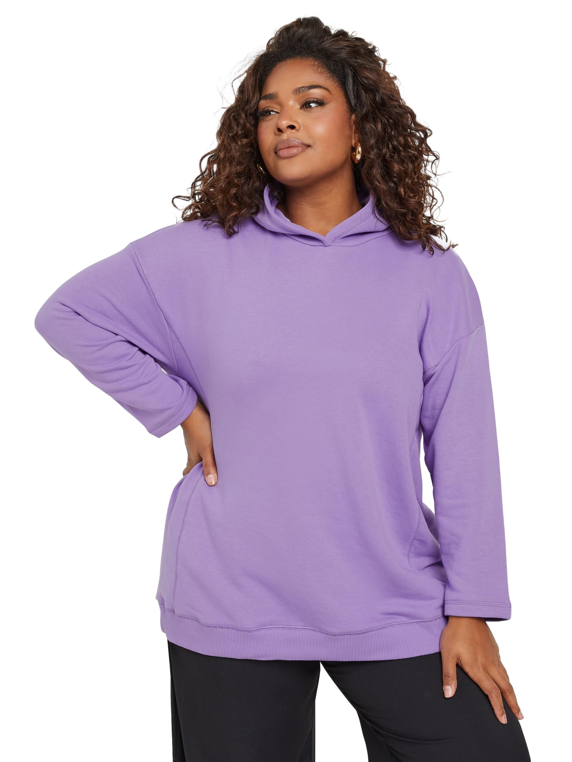 Yours Women's Purple Curve Oversized Hoodie - Plus Curve 22-24 Plus
