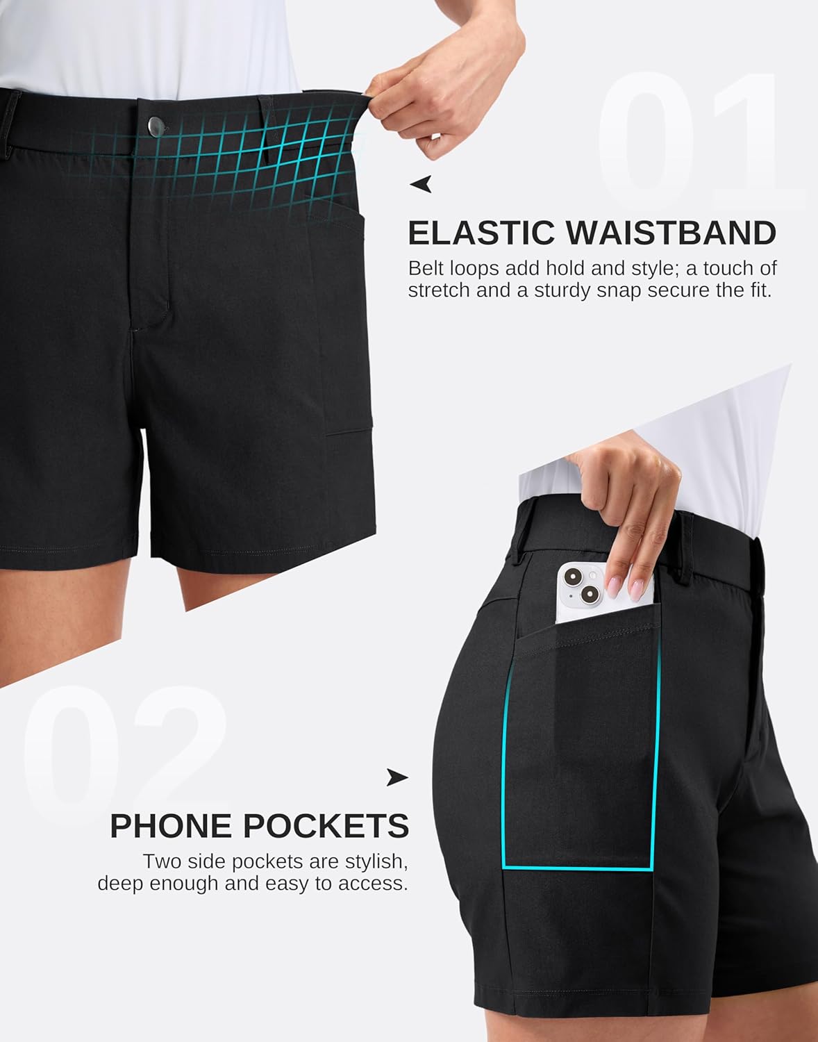 G Gradual Women's 5" Golf Hiking Shorts with Deep Pockets Stretchy Outdoor Womens Shorts Dressy Casual Walking Travel