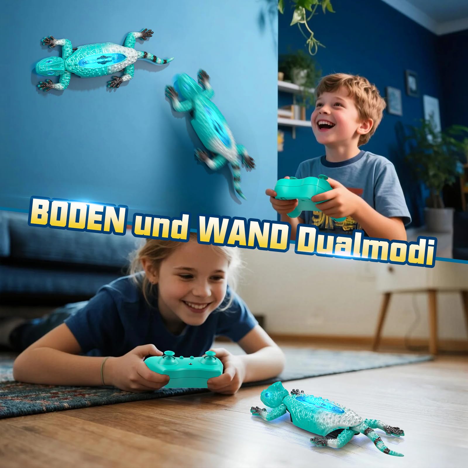 Ferngesteuertes Gecko Wandflitzer, Wiederaufladbare RC Stunt Kletter Auto mit LED Licht, Ferngesteuertes Roboter Kinder, RC Spielzeug Geschenke für Jungen und Mädchen ab 5 6 7 8 9 10 11 12 Jahren