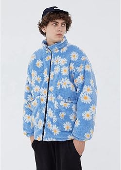 Amazon | [GUREITOJP] デイジー柄 ボアジャケット メンズ ボアブルゾン