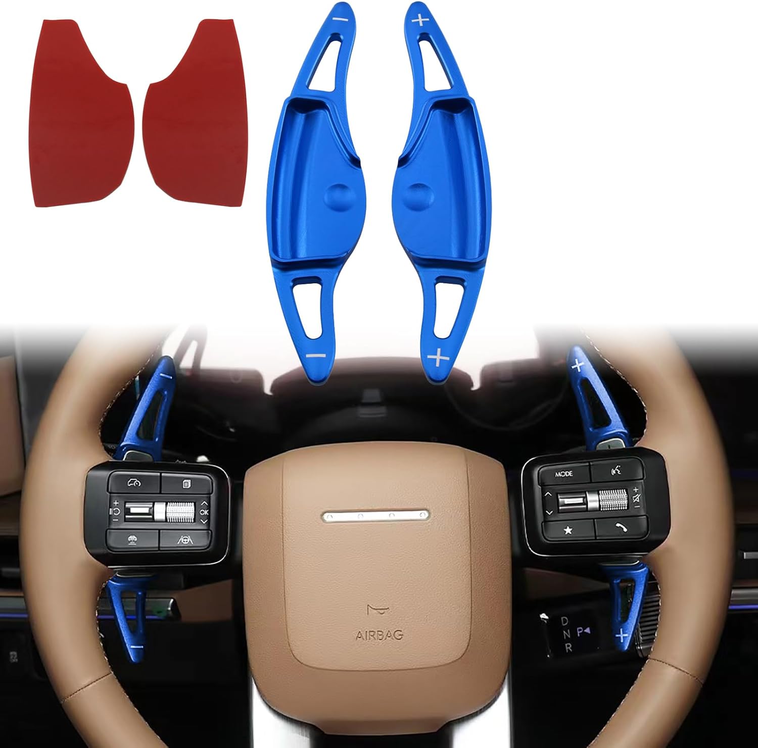 Aluminum Car Steering Wheel Shift Paddle Extension Stickers for Hyundai Santa Fe/Santa Fe HEV 2024-2025, Palisade/IONIQ 9 2026(red)
