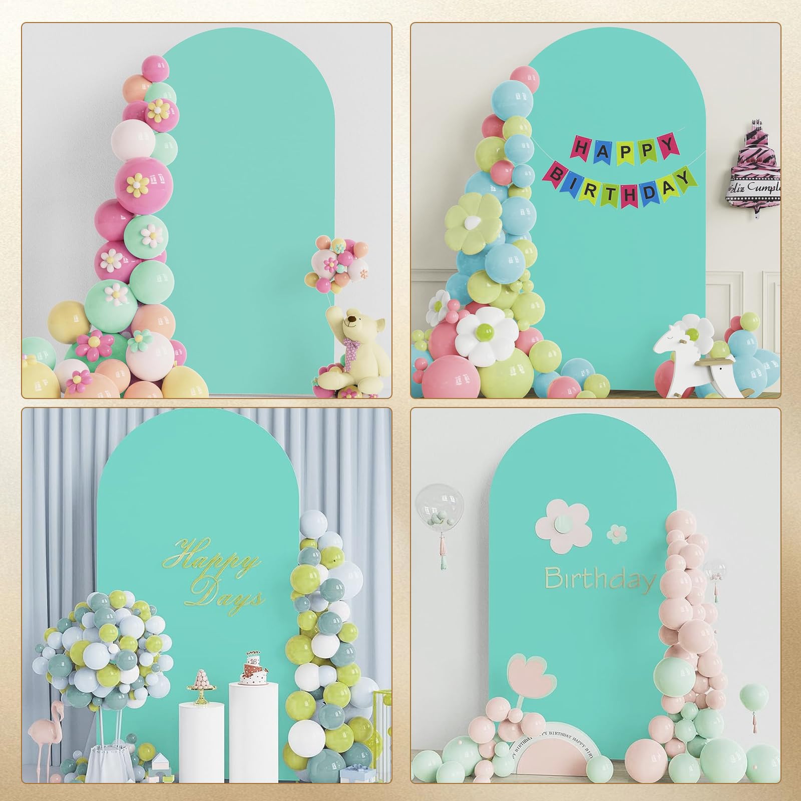 Housse D'arche De Mariage En Tissu élastique - Double Face - 180x180 Cm - Beige