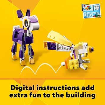 LEGO Creator 3 in 1 Fantasy Forest Creatures, Woodland Animal Toys Set Transforms from Rabbit to Owl to Squirrel Figures, Gift for 7 Plus Year Old Girls and Boys, 31125