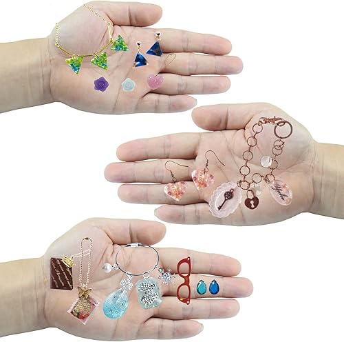 Miniatura 3 de Funshowcase Pieza de joyería Molde de silicona epoxi de resina para colgante, llavero, proyectos de manualidades, juego de 5 unidades