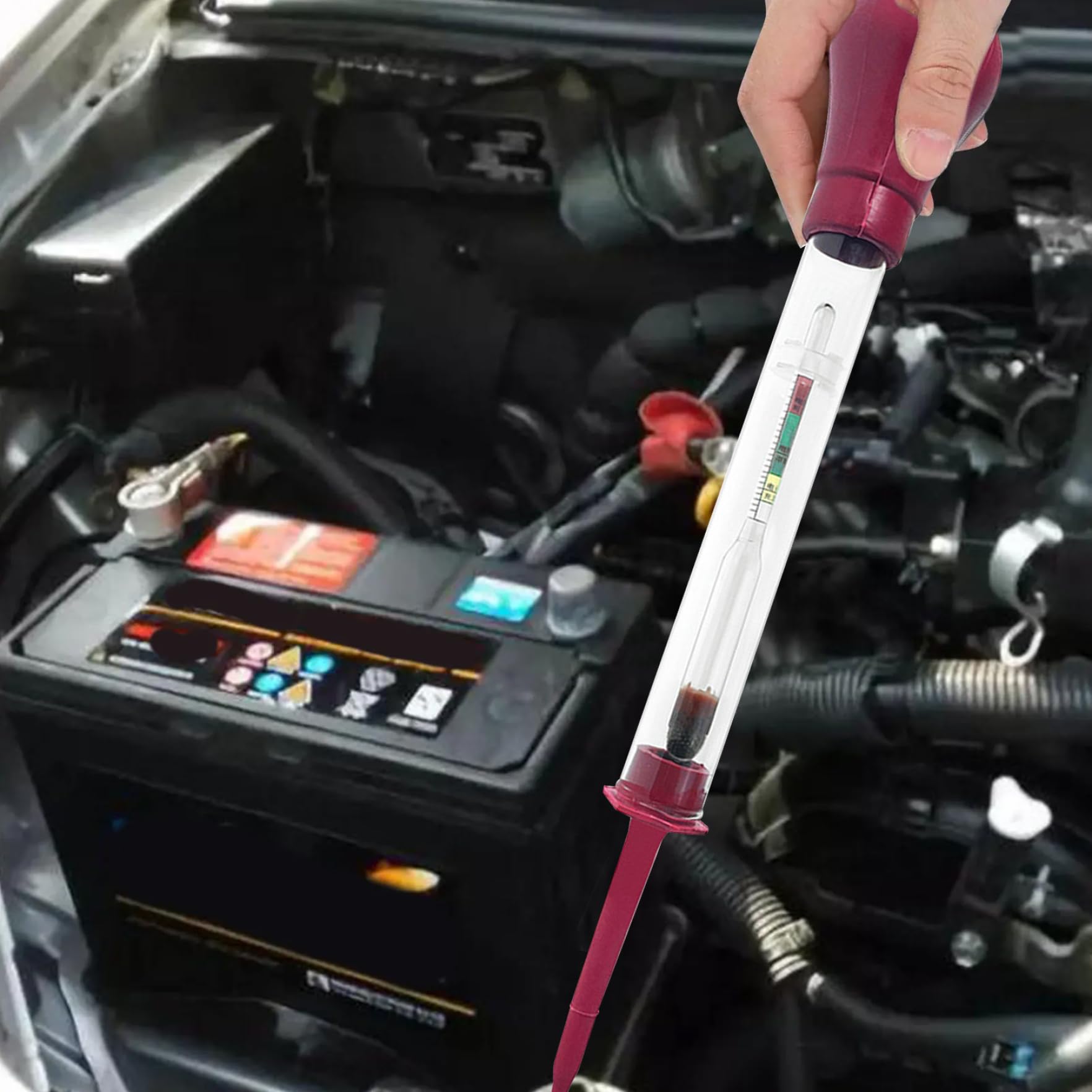 Battery Hydrometer Suction Type Hydrometer Battery Tester with Scale Professional Accurate Tester Washable Reusable for Automobile