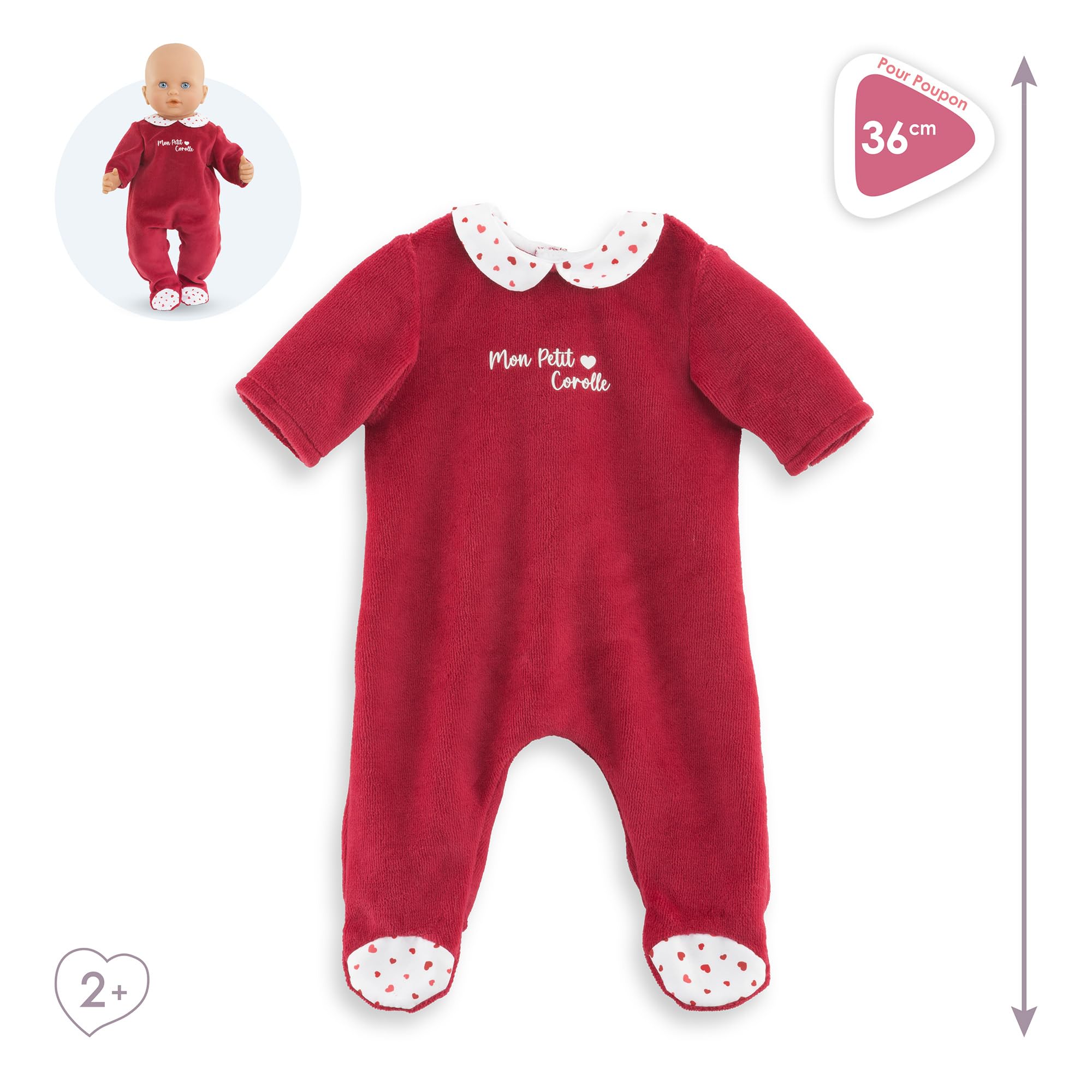 Lot Pyjama rose et bonnet + Pilote ourson taille 36 cm