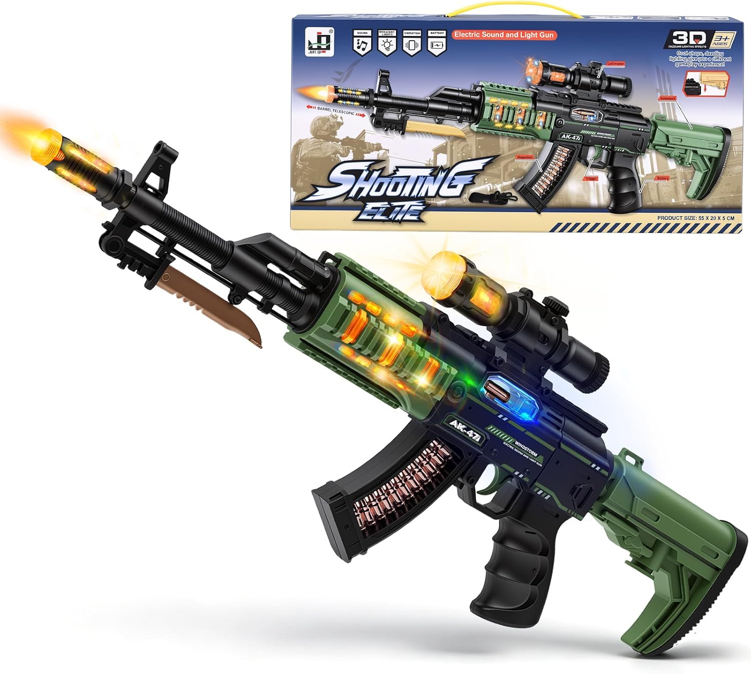 Light Up Toy Machine Gun, Pretend Play Games Props Toy Rifle