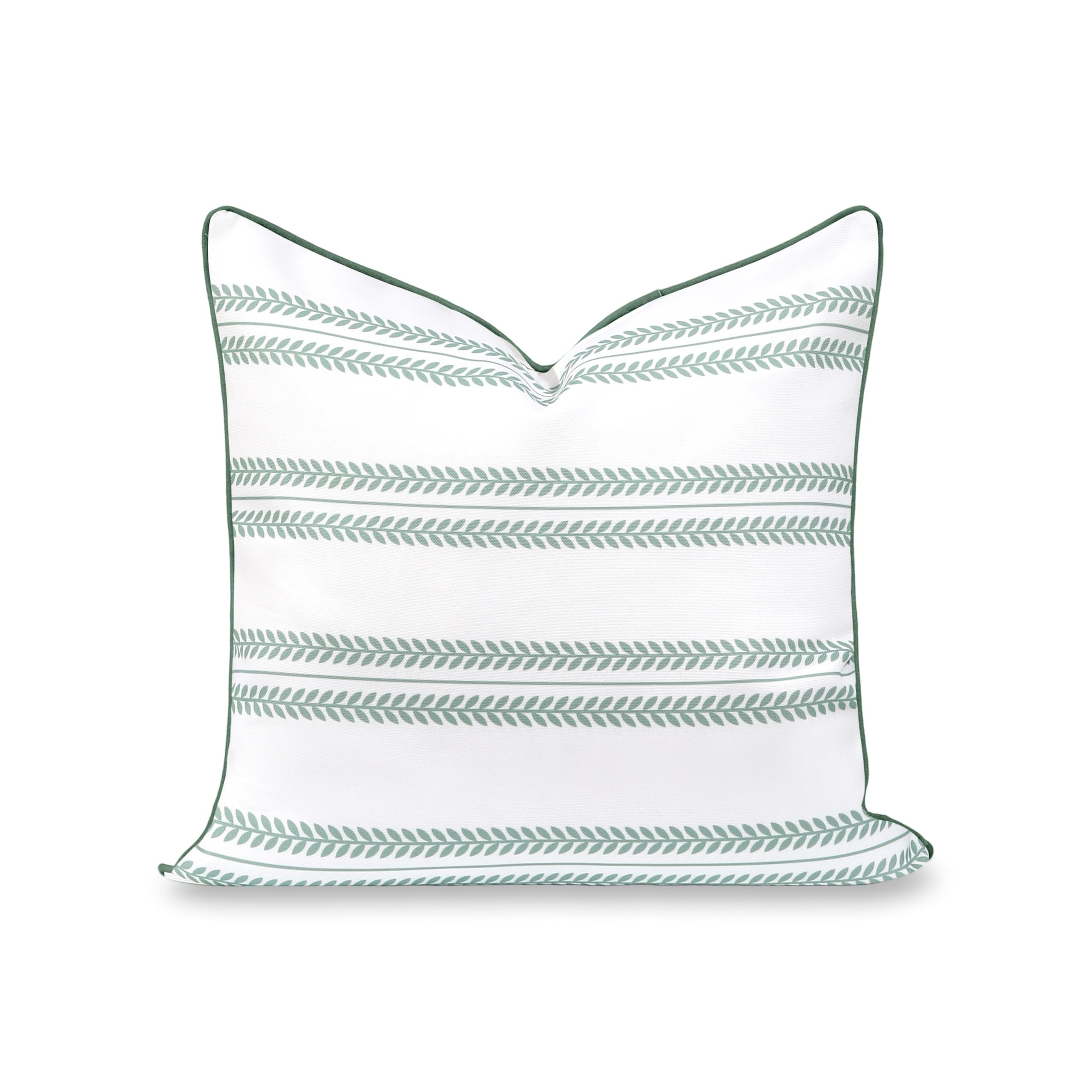 Hofdeco Premium Coastal Grandmillennial Patio Indoor Outdoor Throw Pillow Cover Only, 22"x22" Water Repellent for Backyard, Couch, Poolside, Celadon