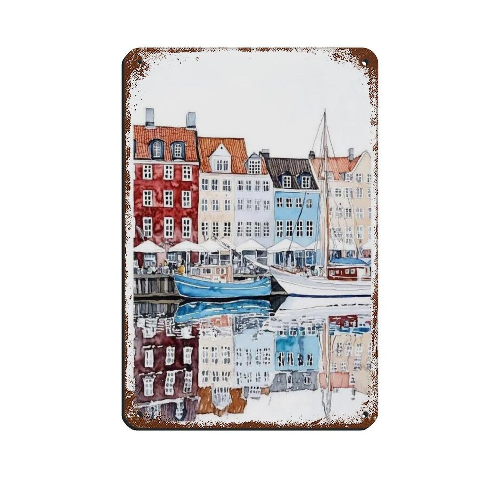Lxwnze 20L X 30W Cm Copenhagen Poster, Scandinavia, Denmark Art (3) Retro Poster Metal Tin Sign Chic Art Retro Iron Painting Bar People Cave Cafe Family Garage Poster Wall Decoration 8X12inch(20X30cm)