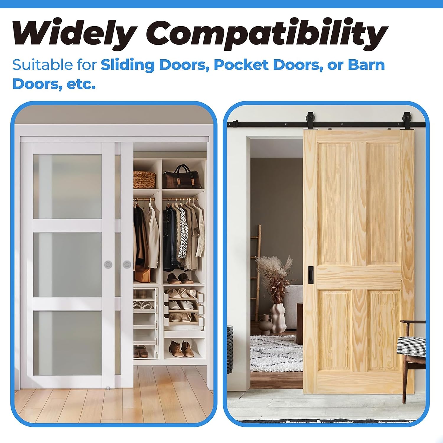 4 Pack Sliding Door Bottom Guide Floor Mount for Sliding Door, Pocket Door, Barn Door Floor Guide, Heavy Duty Metal Hardware T Shape Guide, Matte Black
