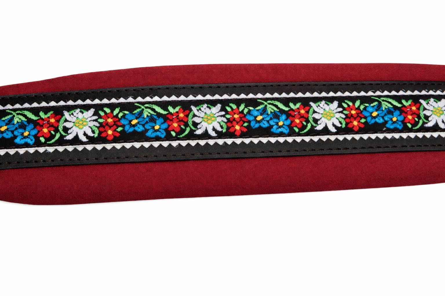 Generisch Akkordeon Bassriemen Edelweiss Rot inkl. Verstellerset – gepolsterter, verstellbarer Bassgurt für Akkordeon & steirische Harmonika – robust, komfortabel & traditionell im Trachtenstil