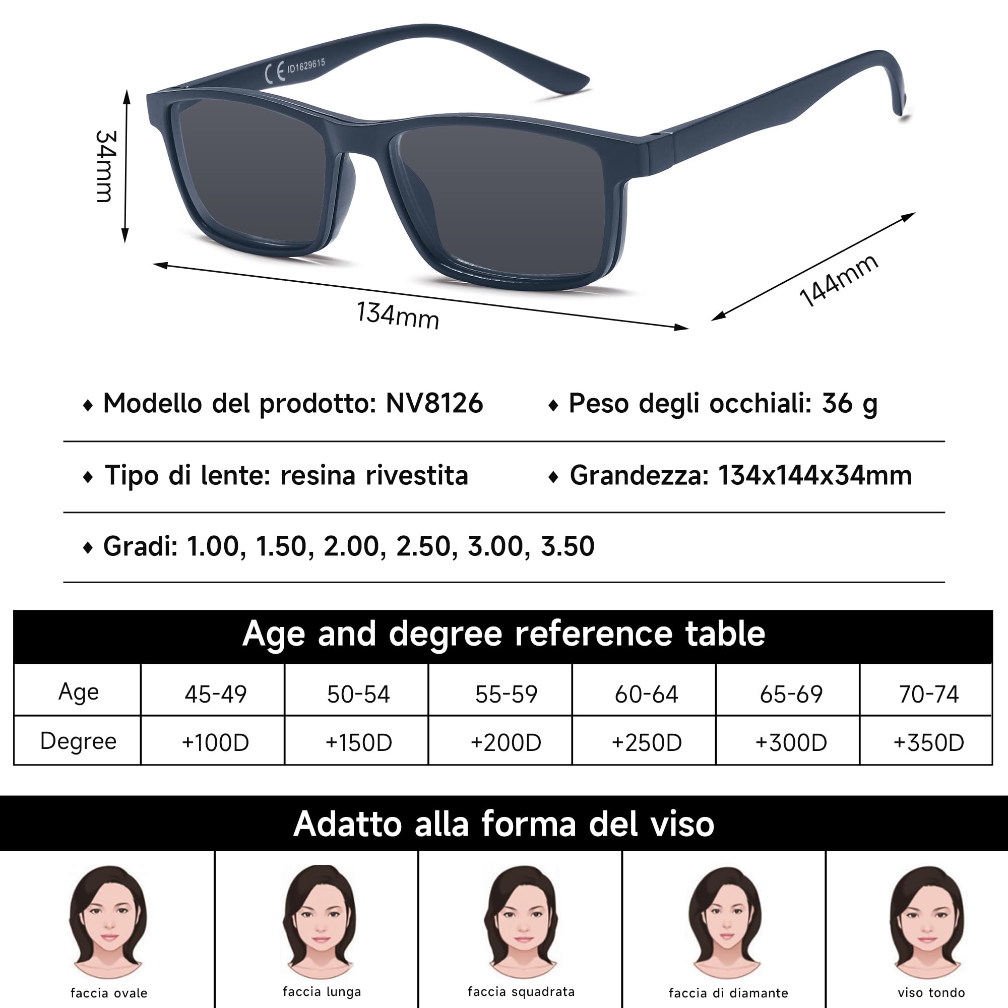 NEW VISION Occhiali da Lettura, Occhiali da Vista con Magnetica