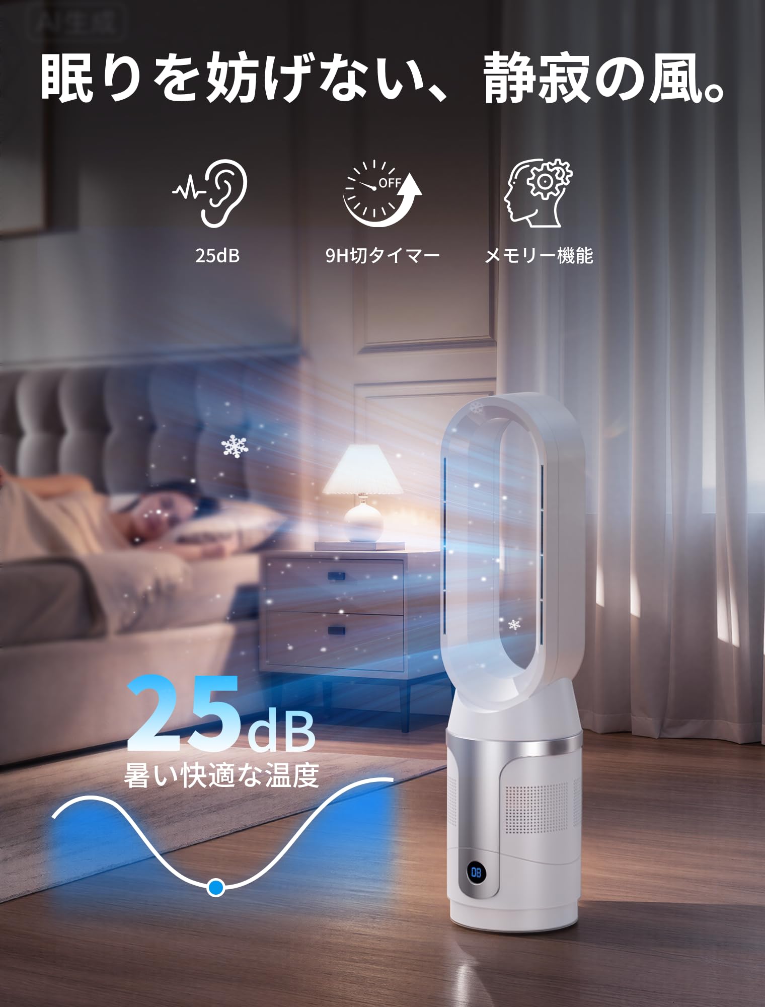 Amazon.co.jp: タワーファン 扇風機 羽なし フロア扇風機【2026業界初