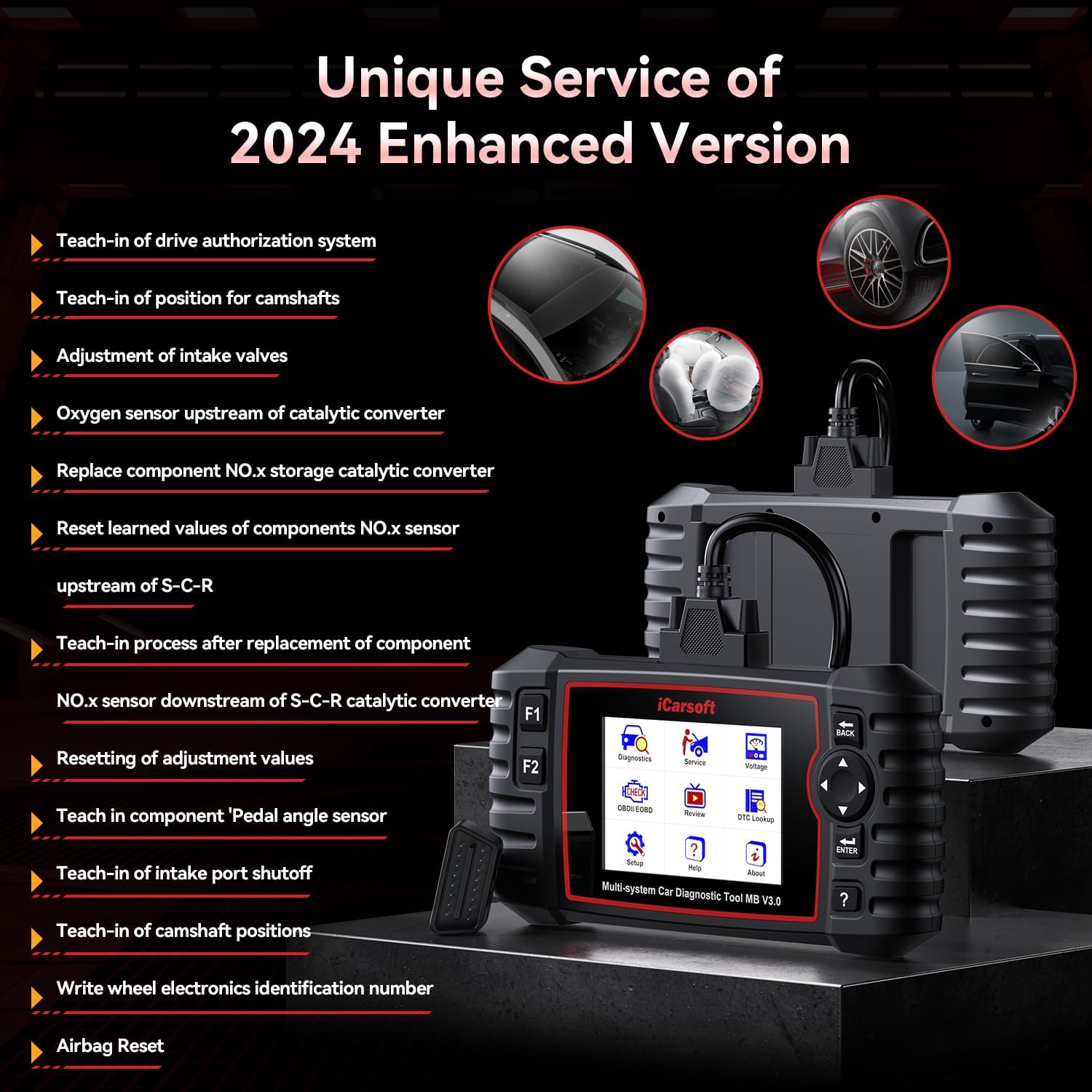 iCarsoft MB V3.0 Herramienta de Diagnóstico Profesional para Mercedes-Benz – Funciones de Servicio Avanzadas, Datos en Vivo y Gráficos, Escáner OBD2 Plug & Play