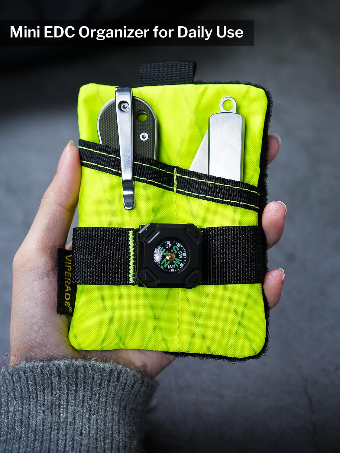 VIPERADE VE15 X-Pac Mini Borsa EDC, Piccolo Organizer EDC con 3 Tasche, Mini Borsa per Attrezzi EDC con Area di Chiusura in strappo, Piccolo Organizer per Attrezzi Multifunzione - Verde