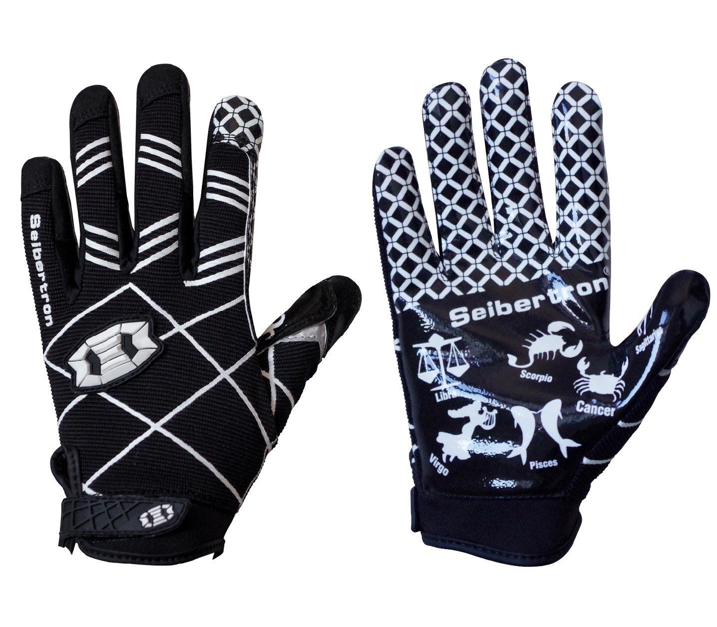 Seibertron Pro 3.0 Twelve Constellations Elite Ultra-Stick Sports Receiver Glove Football Gloves Adult Size Black S