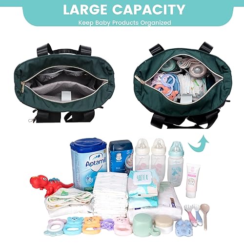 Miniatura 2 de LOVEVOOK Mochila para pañales, bolsa de pañales con bolsillos aislados, bolsa de bebé para niñas y niños con cambiador, bolsa de pañales grande para