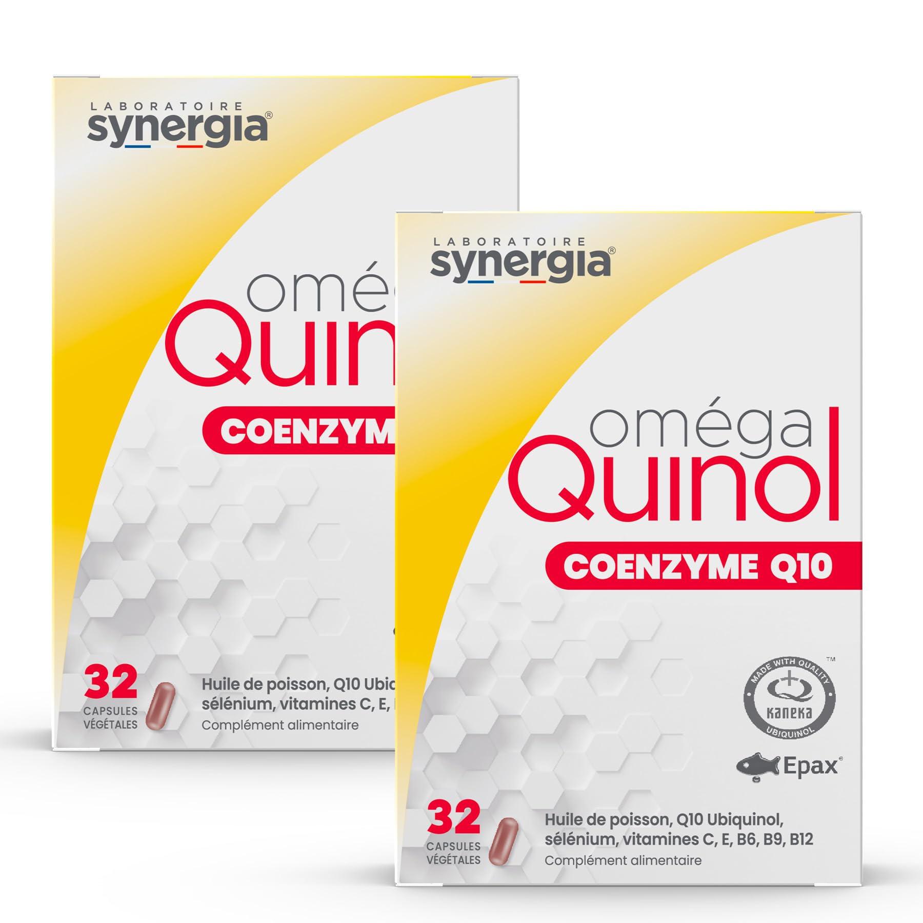 OMÉGA QUINOL Lot de 2X32 Capsules | À Base d'Ubiquinol, la Forme Activée Du Coenzyme Q10 | Améliore votre Équilibre Énergétique | Laboratoire SYNERGIA