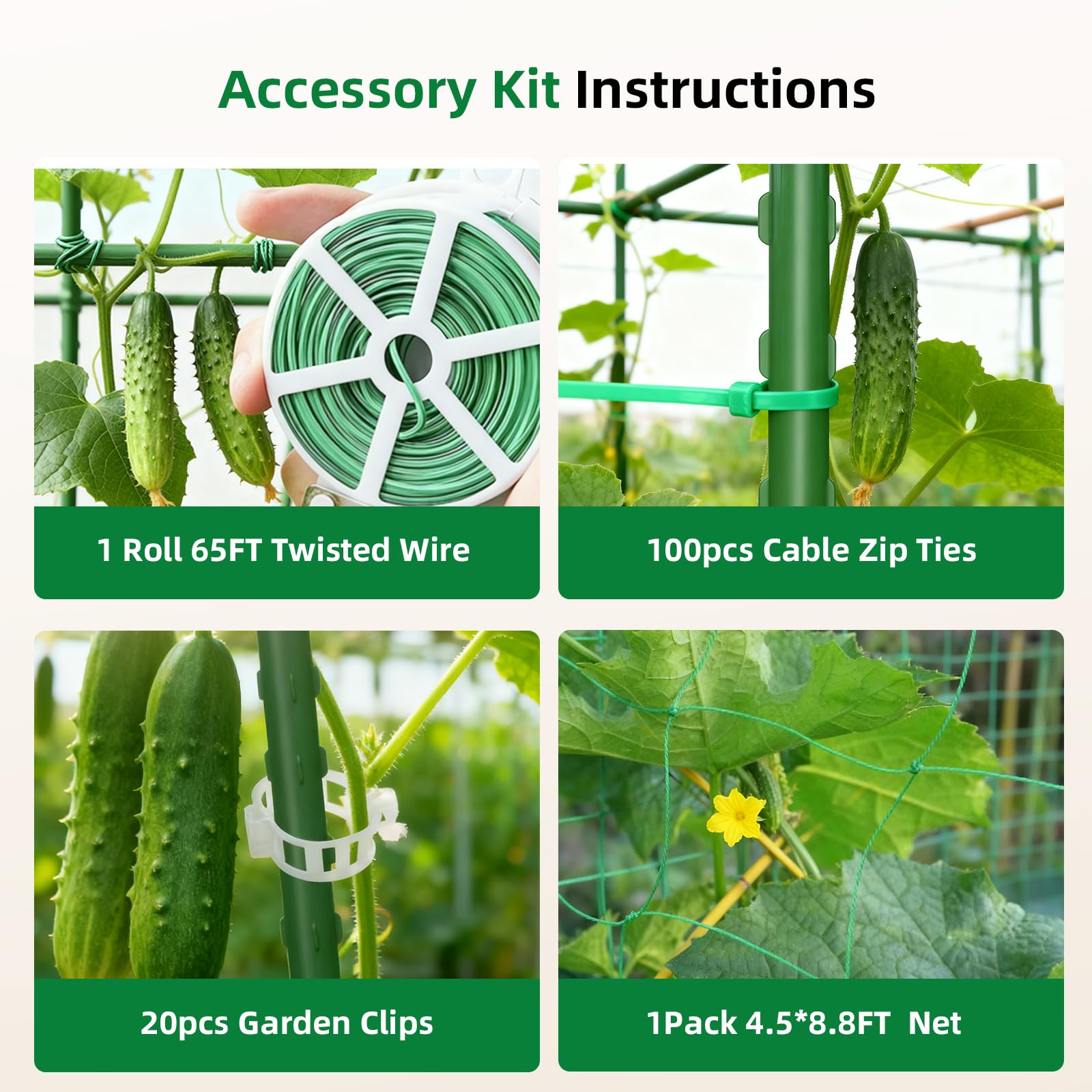 Cucumber Trellis for Raised Bed, U-Shape Garden Arch Metal Support for Climbing Plants, Metal Arch Plant Support Vegetables Trellis, Plant Support for Vine Outdoor (Green, 47*30*47inch(L*W*H))
