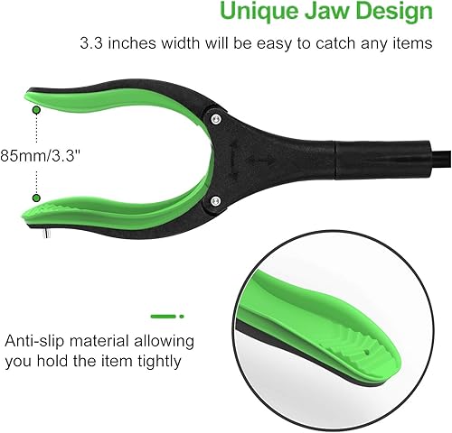 Miniatura 4 de Jellas Paquete de 2 herramientas de agarre de 32 pulgadas con punta magnética, agarrador de alcance con mandíbula giratoria de 360 grados, agarrador