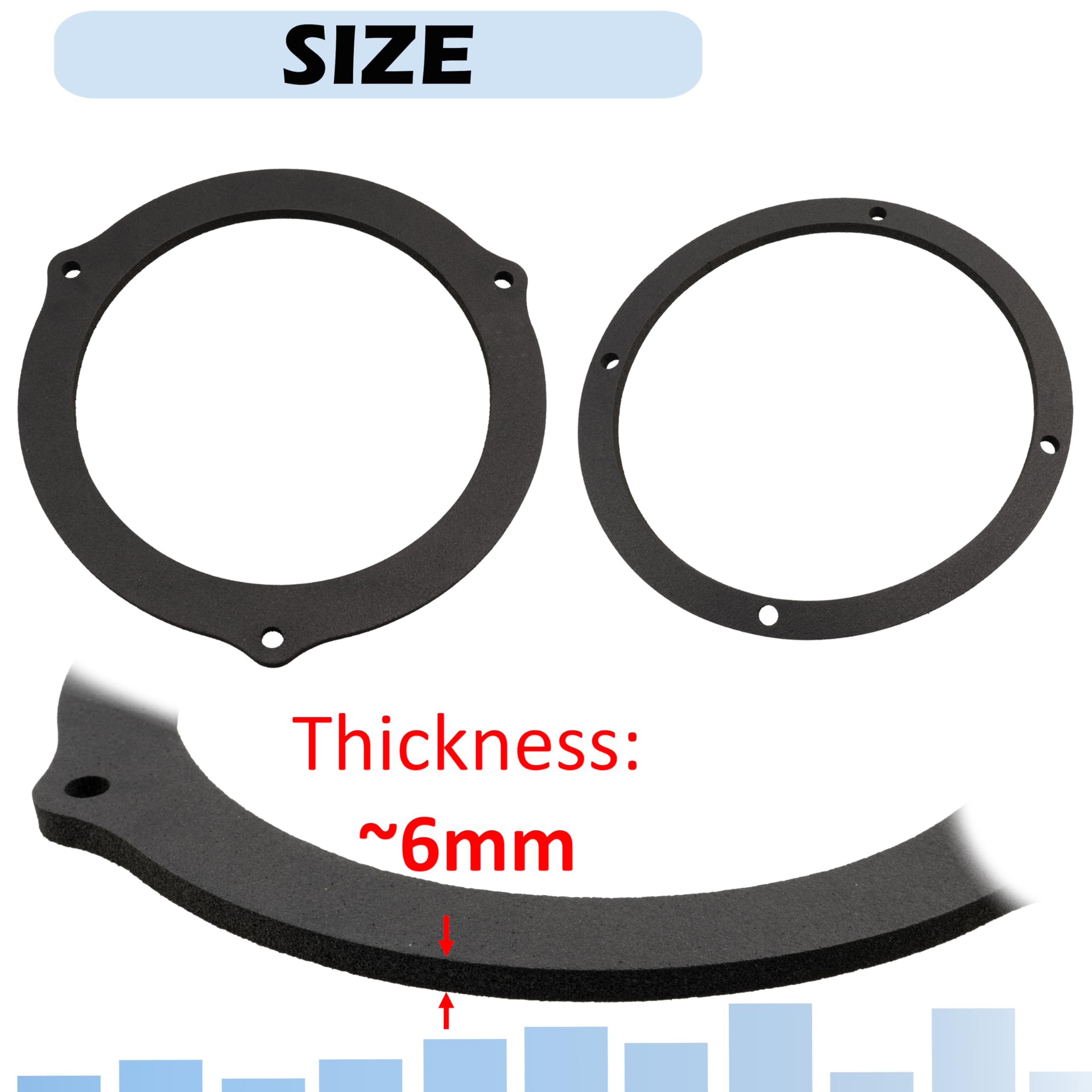 Aerzetix | Kit 2 adattatori per altoparlanti Ø165 mm | portiere anteriori/posteriori | compatibile con Ford B-Max, C-Max, Focus Mk3, Kuga, Mondeo Mk4 Mk5, Ranger, Transit Connect Custom