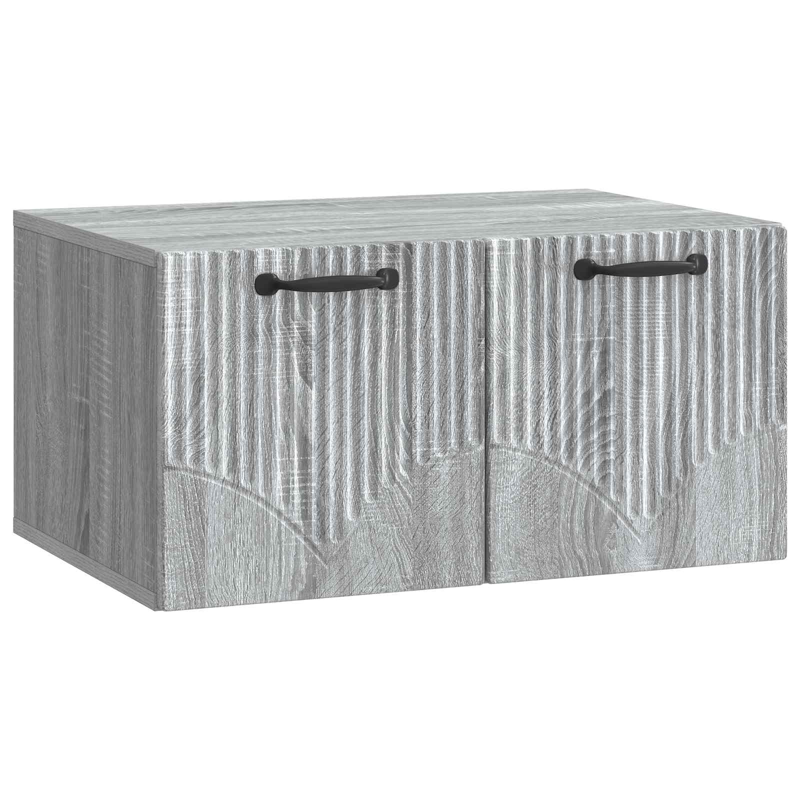 Meuble TV avec 2 portes suspendu moderne bois gris sonoma