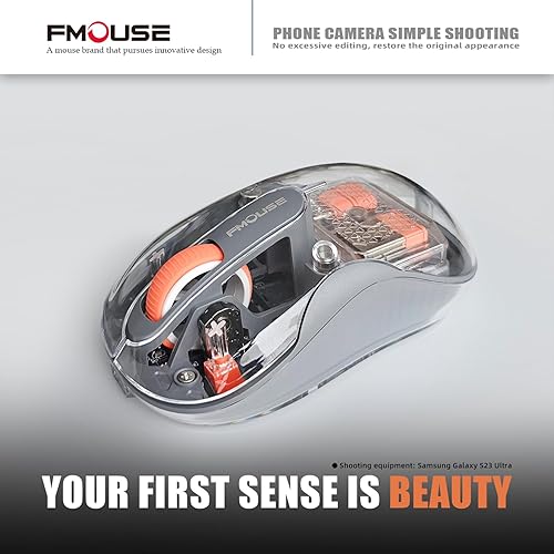 Miniatura 6 de Ratón inalámbrico transparente creativo, Bluetooth dual y 2.4 GHz para múltiples dispositivos, receptor USB-C, ideal para MacBookportátiles,