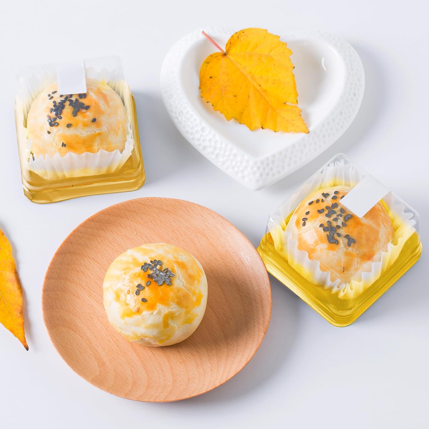 Plastic Mini Cake Box, Square Moon cake Dome Cake Boxes, Golden