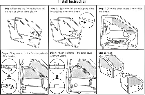 Miniatura 8 de Large Portable Pet Crate for Car Travel, 24"x22"x25" Foldable Dog & Cat Carrier with Secures Seatbelt & Headrest Strap, Oxford Soft-Sided Pet Kennel