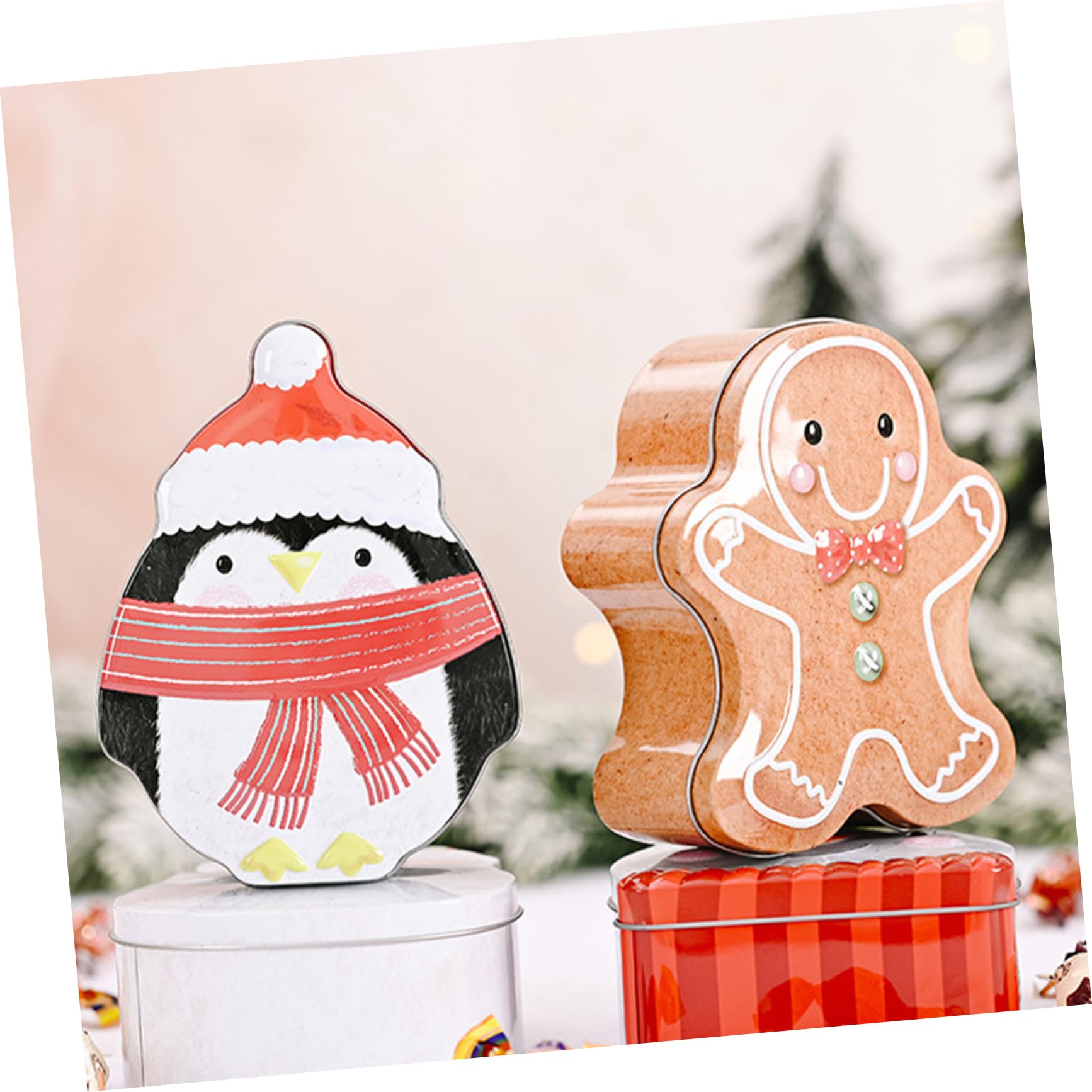 Anneome Boîtes à Biscuits En Fer-blanc 4 Pièces Coffrets Présents Assortis Noël Solide Lisse Capacité Moyenne Pour Bonbons Et Biscuits Fêtes Hivernales Famille Amis