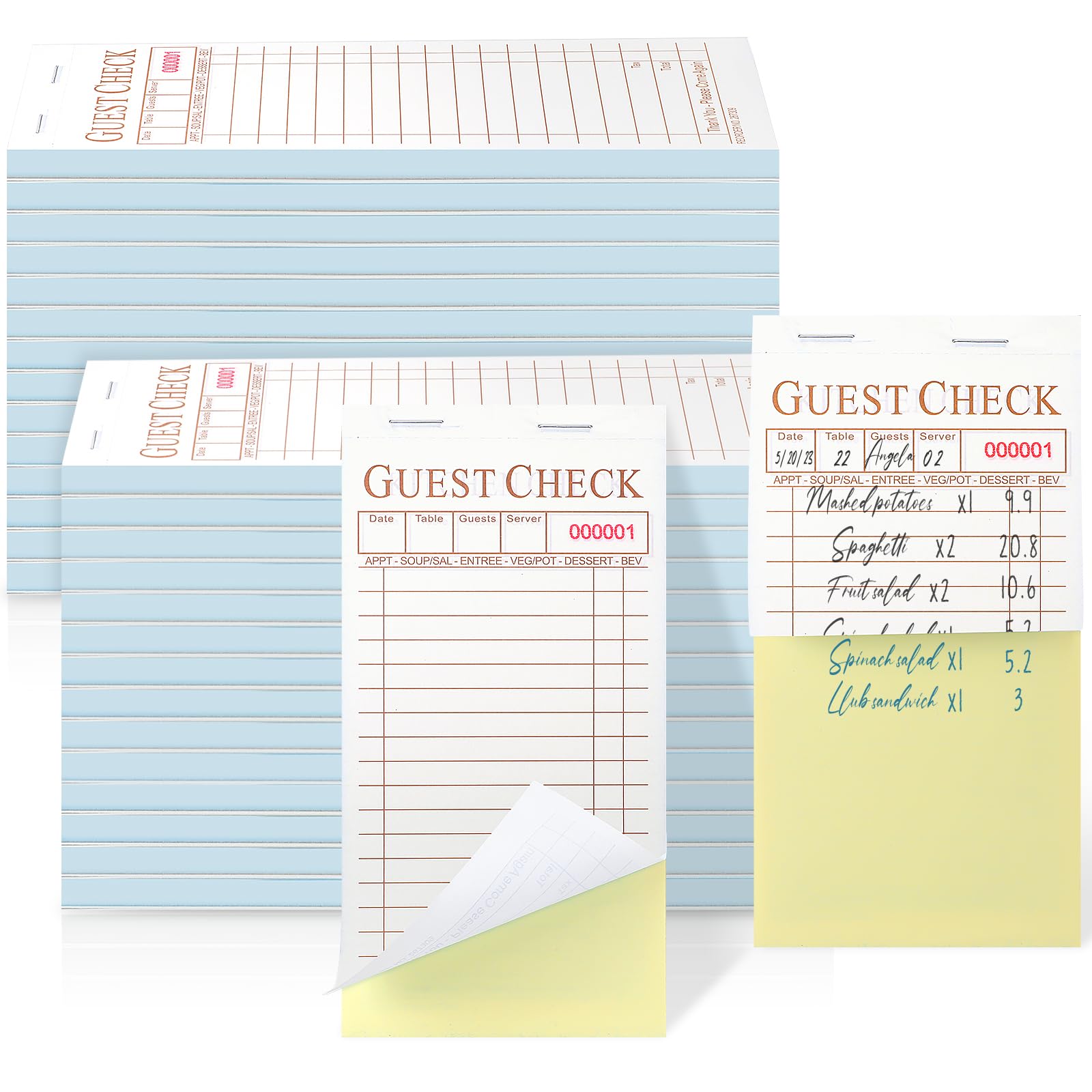 Carnet de chèques d'invité pour serveurs 8,9x17,9 cm billets commande restaurant