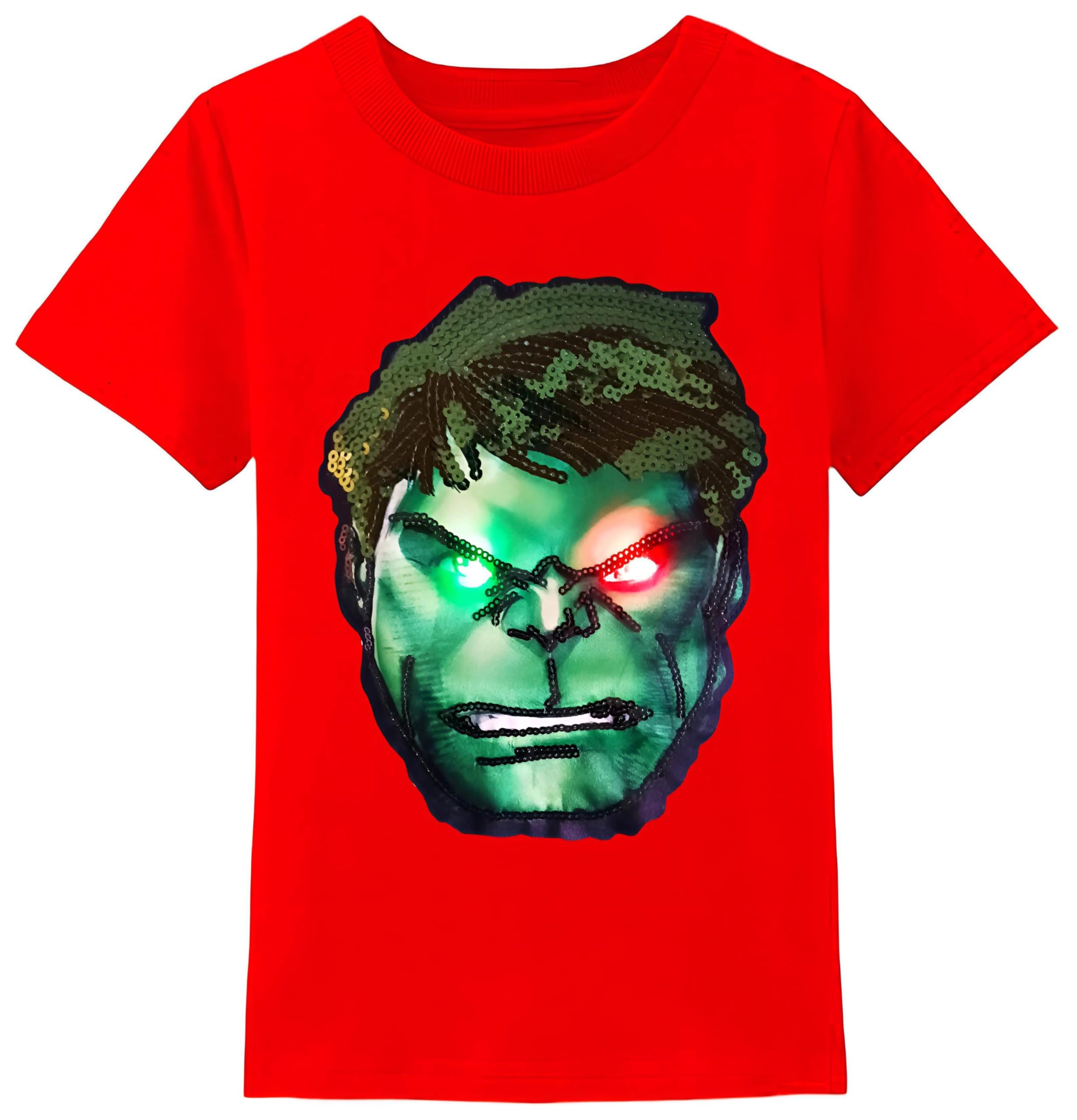 Generic Camiseta niño Hulck con Luz Led, Camiseta Niños Superheroes con Luces Led