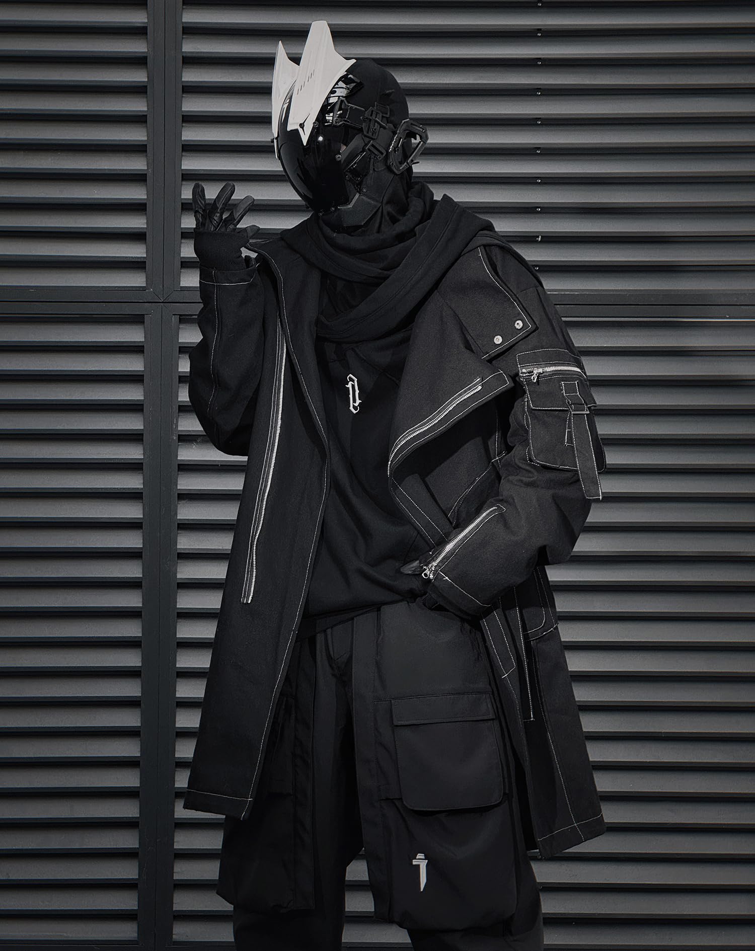 Niepce Inc Japanese Techwear Streetwear Herren Trenchcoat mit Reißverschluss