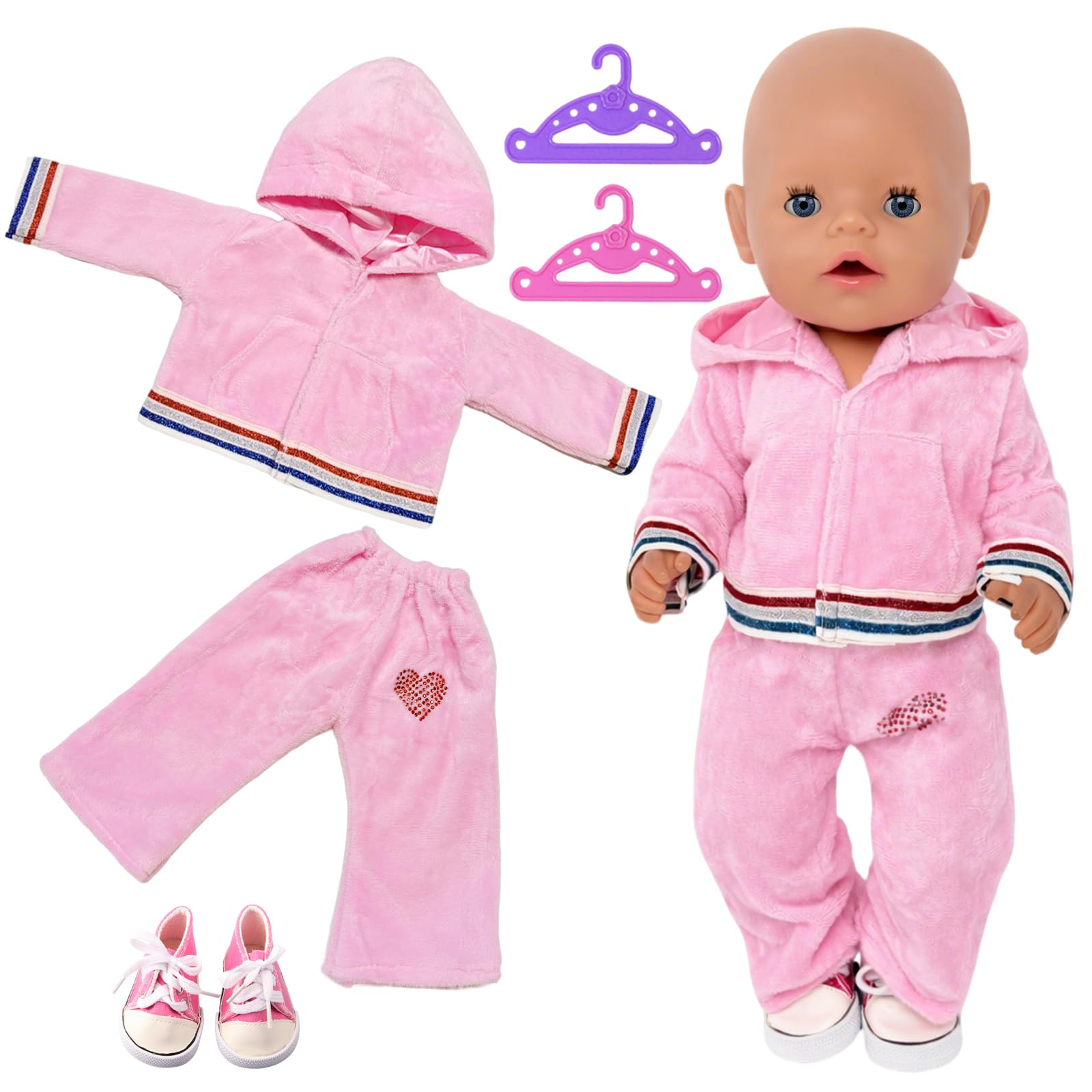 14-18 inch Doll Clothes, pink tracksuit 2-piece set