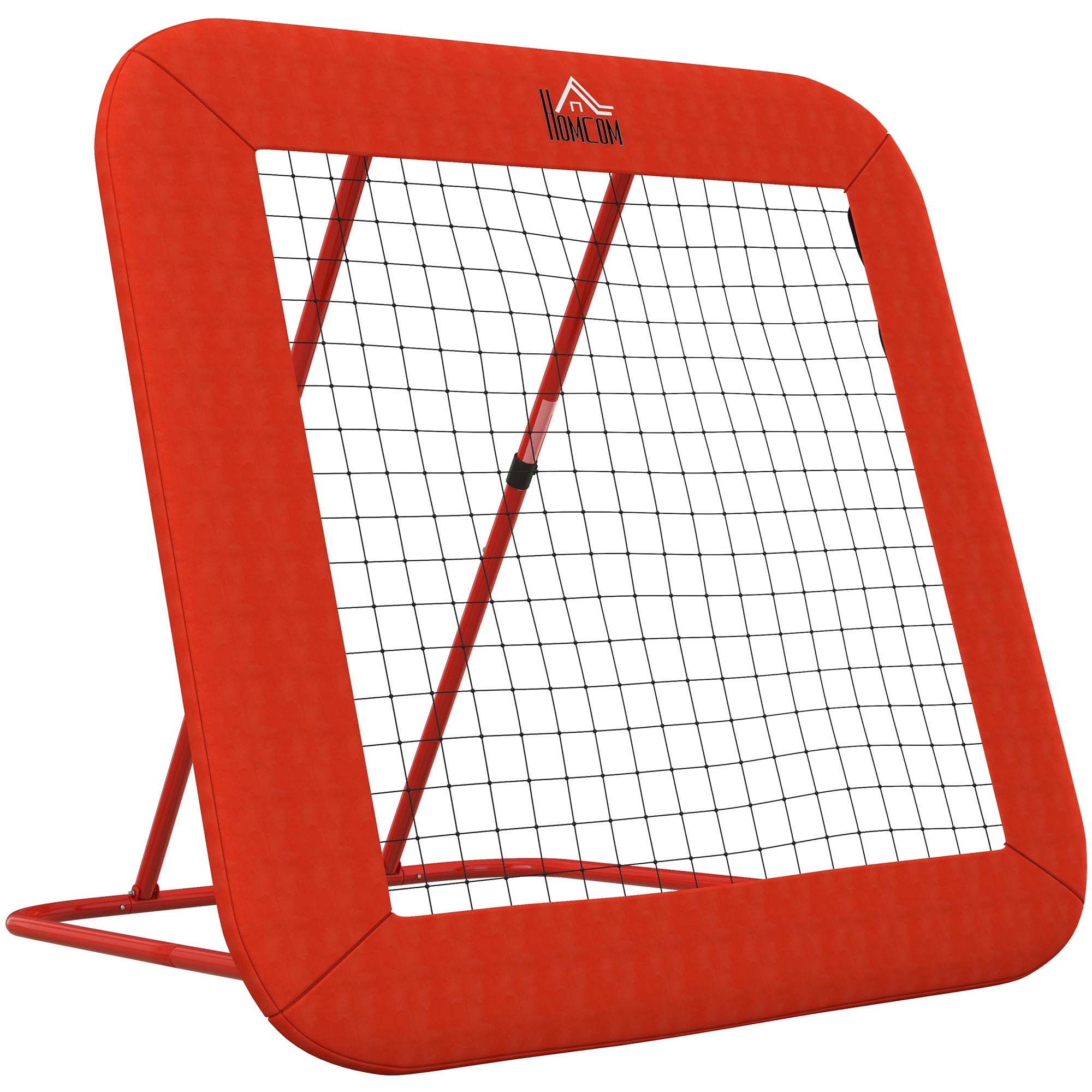 HOMCOM Calcio rimbalzo 128 x 118 cm con bordo di protezione, picchetti regolabili in 5 livelli, porta calcio portatile per adolescenti