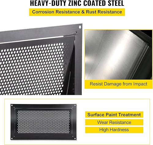 Miniatura 3 de VEVOR, 8 pulgadas de alto x 16 pulgadas de ancho x 2 pulgadas de profundidad, reduce el riesgo de daños de la base, negro, ventilación de inundación